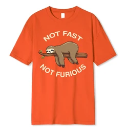 Not Fast Not Furious Sloth Sleeps Hanging From Branches T-Shirt Men Fashion Cotton Tee Clothes Soft T-Shirts Hip Hop Casual Tops