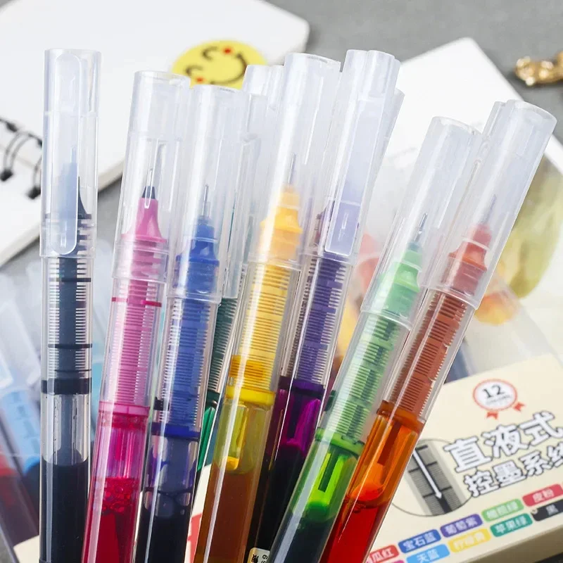 10 Stück hochwertige Nadelförmige Gelstifte mit schwarzer, blauer, roter Tinte, gerader Flüssigstift, Kawaii Schreibwaren, Schul- und Bürobedarf – Detail 7