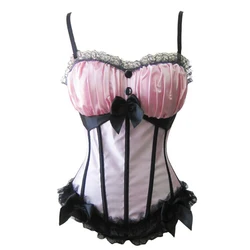 Pink Sexy Corsets and Bustiers Top With Cup Shoulder Straps Side Zipper Overbust Corset Underwear for Women Body Shaping Corset