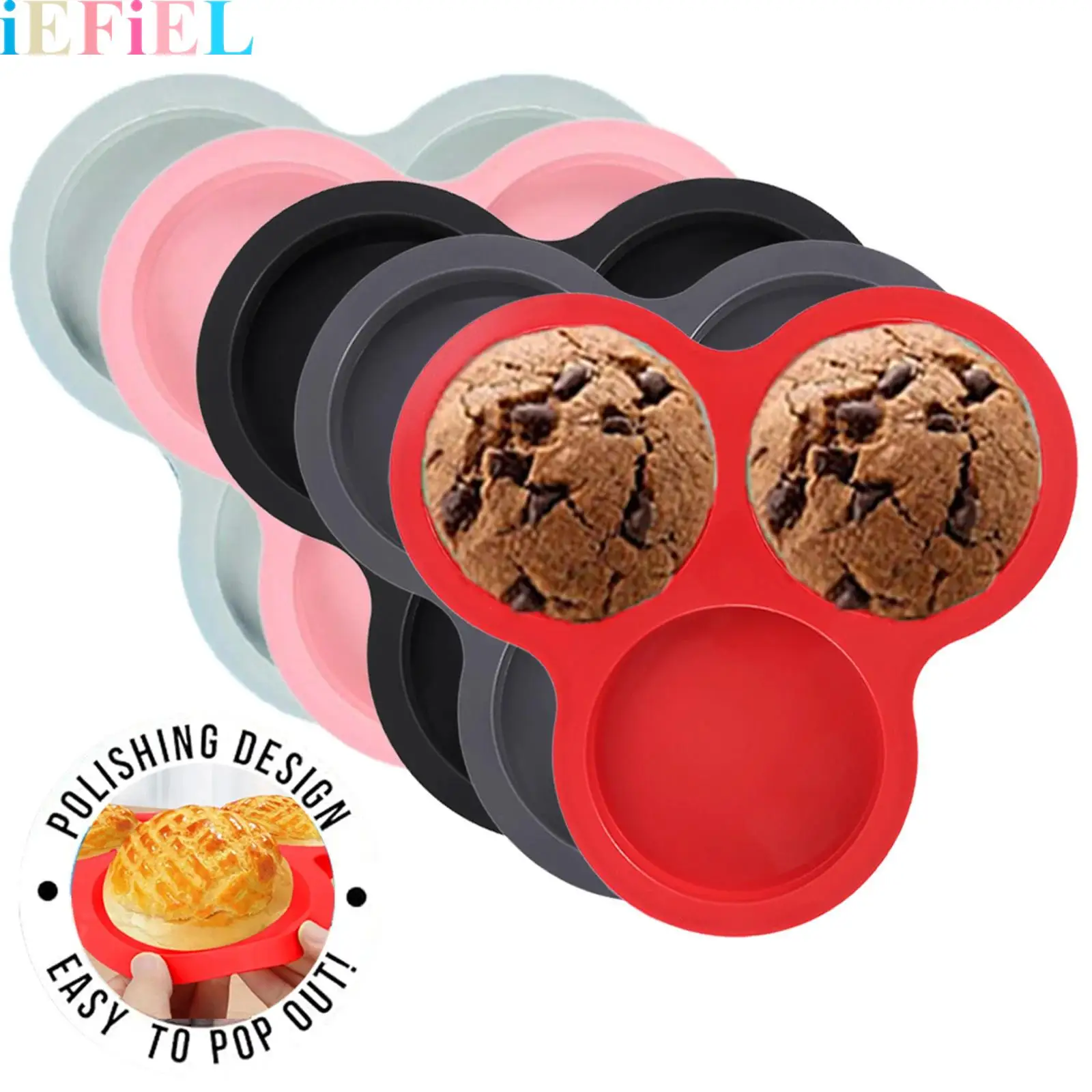

3Pcs Silicone Three-Slots Caking Mold for Air Fryer Heat-Resistant And Easy to Demold for Home Baking