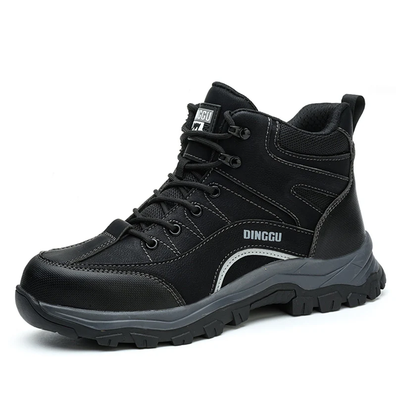mens casual steel toe covers safety boots soft leather working shoes tooling security ankle botas worker autumn winter footwear