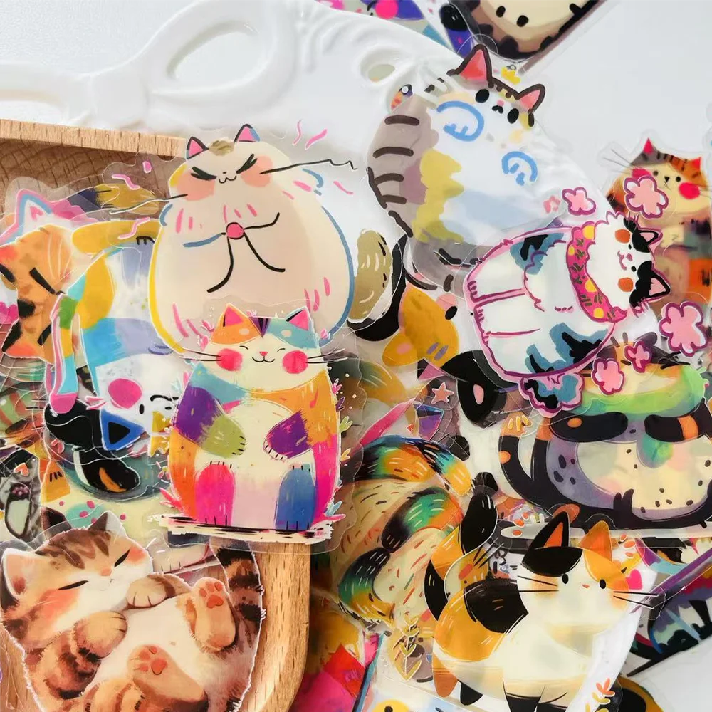 50pcs Variety Cat Stickers Cartoon Animal Decoration Luggage Laptop Scrapbook Diary Skateboard Guitar Helmet DIY Stickers