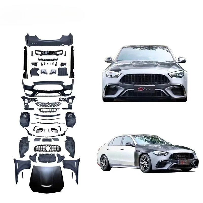 

Wide Bumper for C Class W206 Upgrade C63 Wide Body Kits Wholesale Car Bumper Front and Rear Bumper Hood Fender 2022-2024