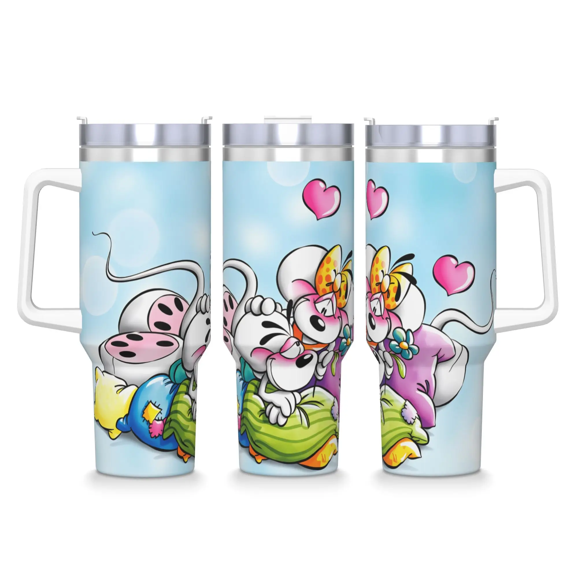 Comic Cartoons Diddl Tumbler  Hot Drinks Water Bottle Keep Heat Stainless Steel Coffee Mug Custom DIY Camping Mugs Cup