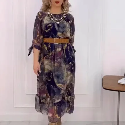 المرأة عادية فضفاض الخامس الرقبة التعادل صبغ مطبوعة السباغيتي فستان ماكسي الصيف عطلة الشاطئ فساتين طويلة البوهيمي الرجعية المطبوعة رداء