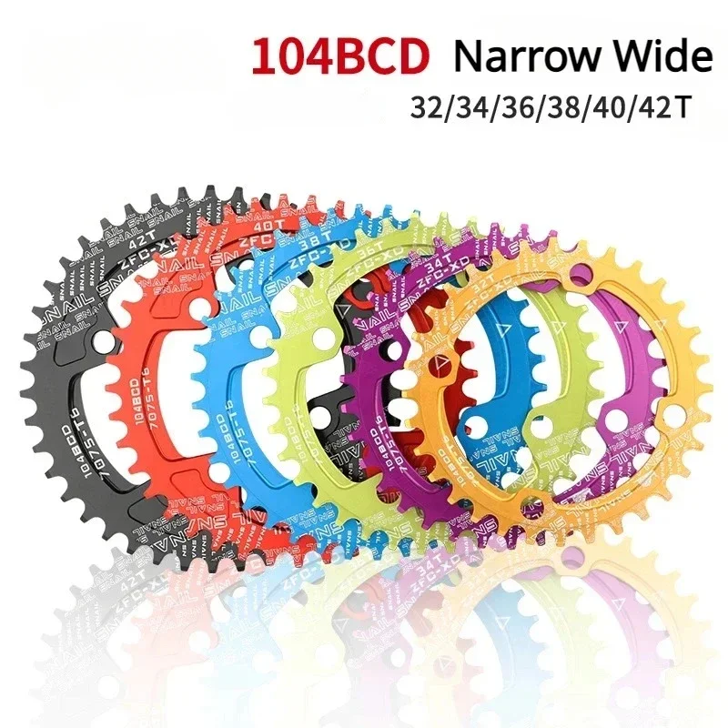 Round/Oval crown Narrow Wide 104 bcd Bicycle Chainwheel 32T/34T/36T/38T/40T/42T MTB Mountain Bike Crankset Chainring