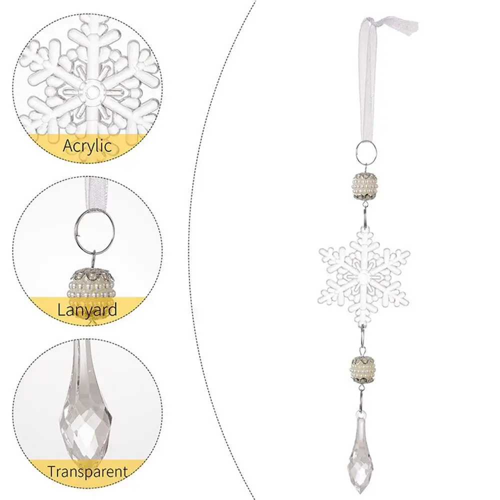 3pcs Acrylic Christmas Snowflake Icicle Pendants Transparent Colorful Snowflake Ice Strip Pendants DIY Exquisite