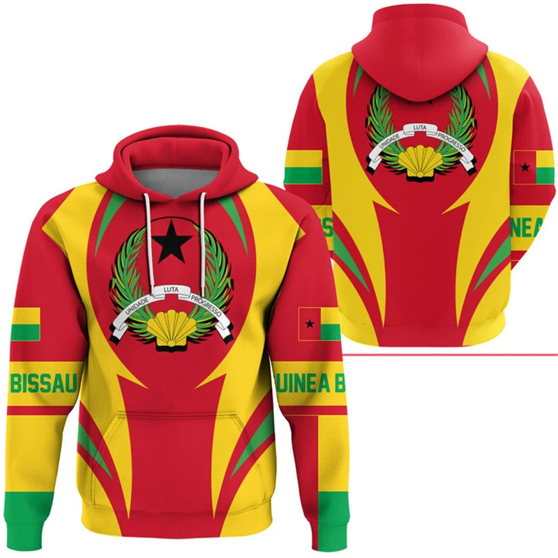 

African Country Guinea-Bissau Flag Graphic Sweatshirt Casual Hoodies For Men Clothes Vacation Streetwear Pullovers Tracksuit Top