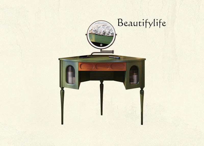 

Medieval dresser solid wood storage cabinet bedroom triangular dressing table French retro corner dressing table