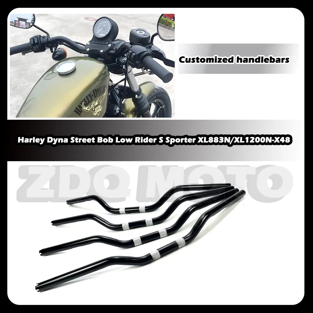 

ZDQ Premium Luxury Custom Motorcycle 1 inch handlebars 25.4mm for Harley Dyna Street Bob Low Rider S Sporter XL883N/XL1200N-X48