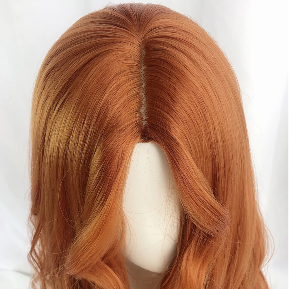 Perruque Synthétique Longue et Bouclée Orange pour Femme, Cheveux Naturels Lolita, Cosplay, Degré de Chaleur, 03/Party