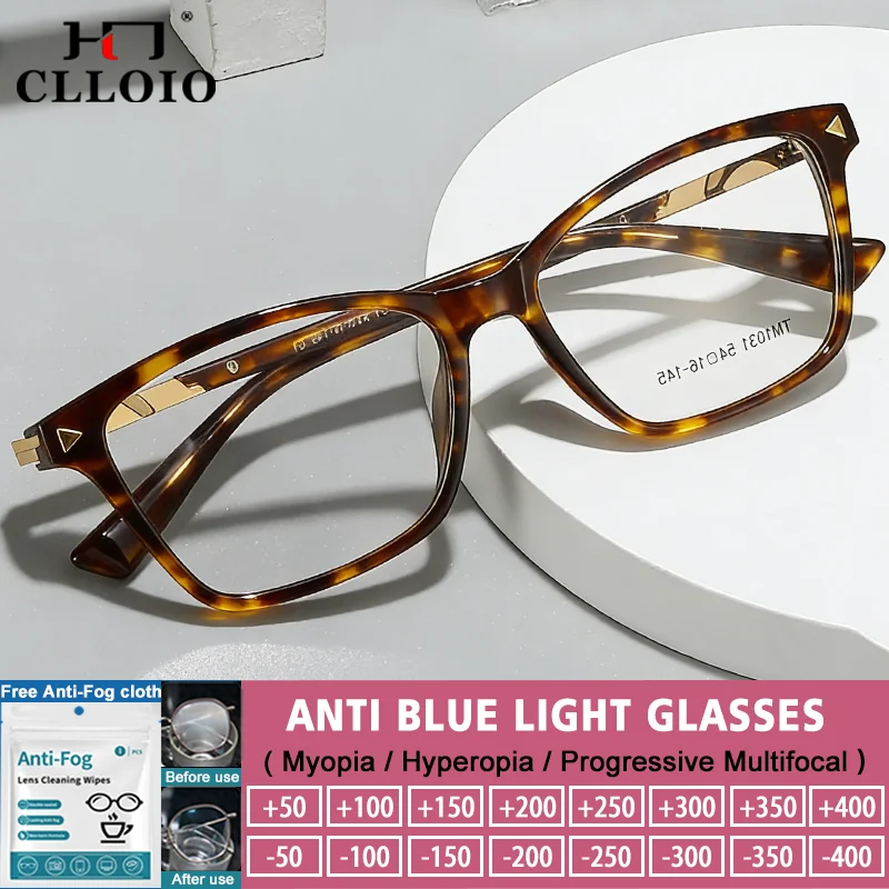 

CLLOIO Business Style Butterfly Design Myopia Reading Prescription Women Oversize Frame Blue Light Blocking Progressive Eyeware