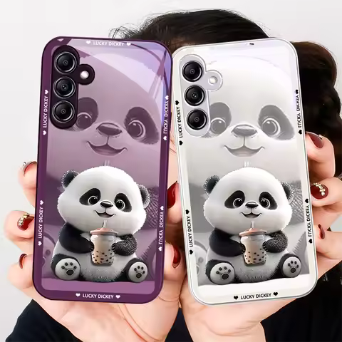 Milk Tea Bear For Samsung Galaxy A01 A02 A03 Core A04 A14 4G A13 A54 A34 A31 A20 25 23 22 5G S21 Ultra S20 Plus Glass Phone Case