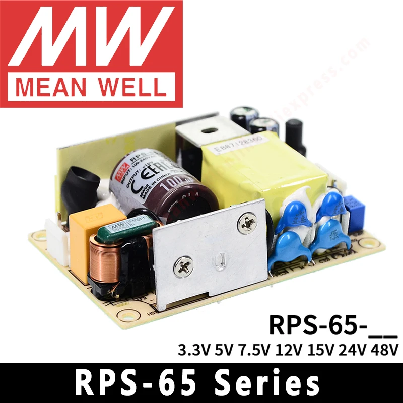 Mean Well RPS-65 Series 65W PCB type Medical Power Supply Meanwell RPS-65-3.3/5/7.5/12/15/24/48 Low leakage current/Compact size