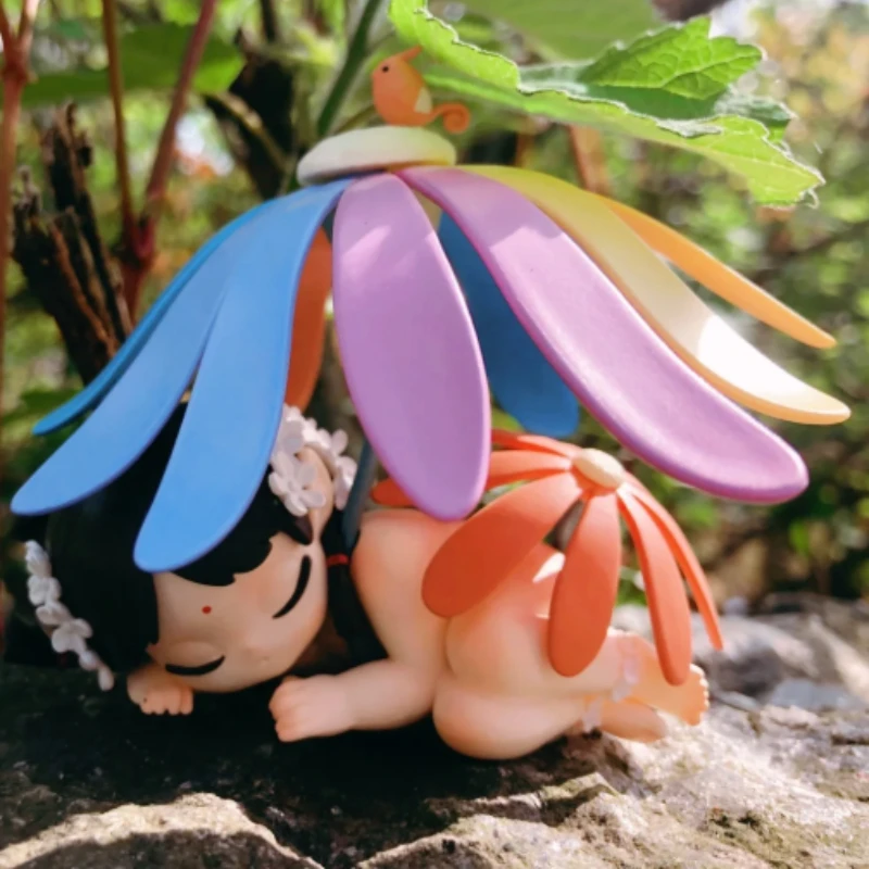 Sleep Elf in The Forest Series Blind Box Kawaii أنيمي عمل أرقام محيطية فريدة من نوعها لسطح المكتب نموذج الديكور نموذج المجموعة