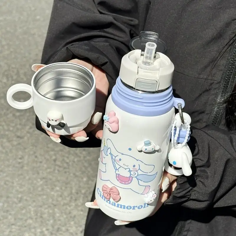 

Sanrio Cinnamoroll Vacuum Cup Girl Student Lovely Cup Outdoors Student Lovers Kawaii Portable Cold Drink Cup Cartoon Anime