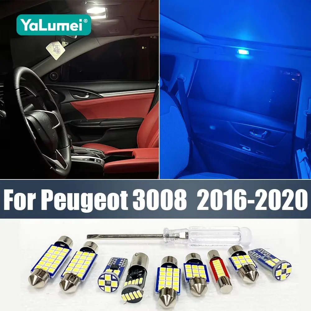 

For Peugeot 3008 II SUV 2016 2017 2018 2019 2020 14PCS Car LED Lights Interior Reading Bulb Dome Lamp Trunk Lights Accessories