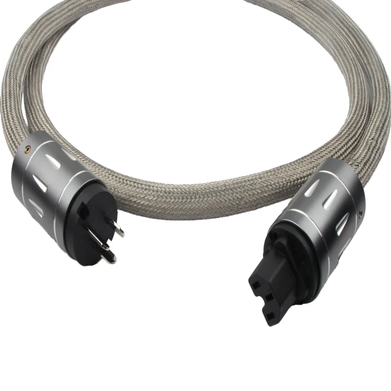 Hi-End Silver-Plated Copper Power Cable With Nickel Plating PVC Insulated EU Plug Hifi Cord For DVD CD AMP