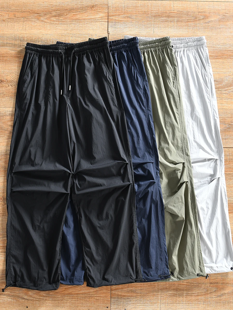 Quick Dry Breathable Loose Fit Summer Men's Elastic Waist Straight Leg Casual Pants Japanese Style ODM Order Youth Active Style