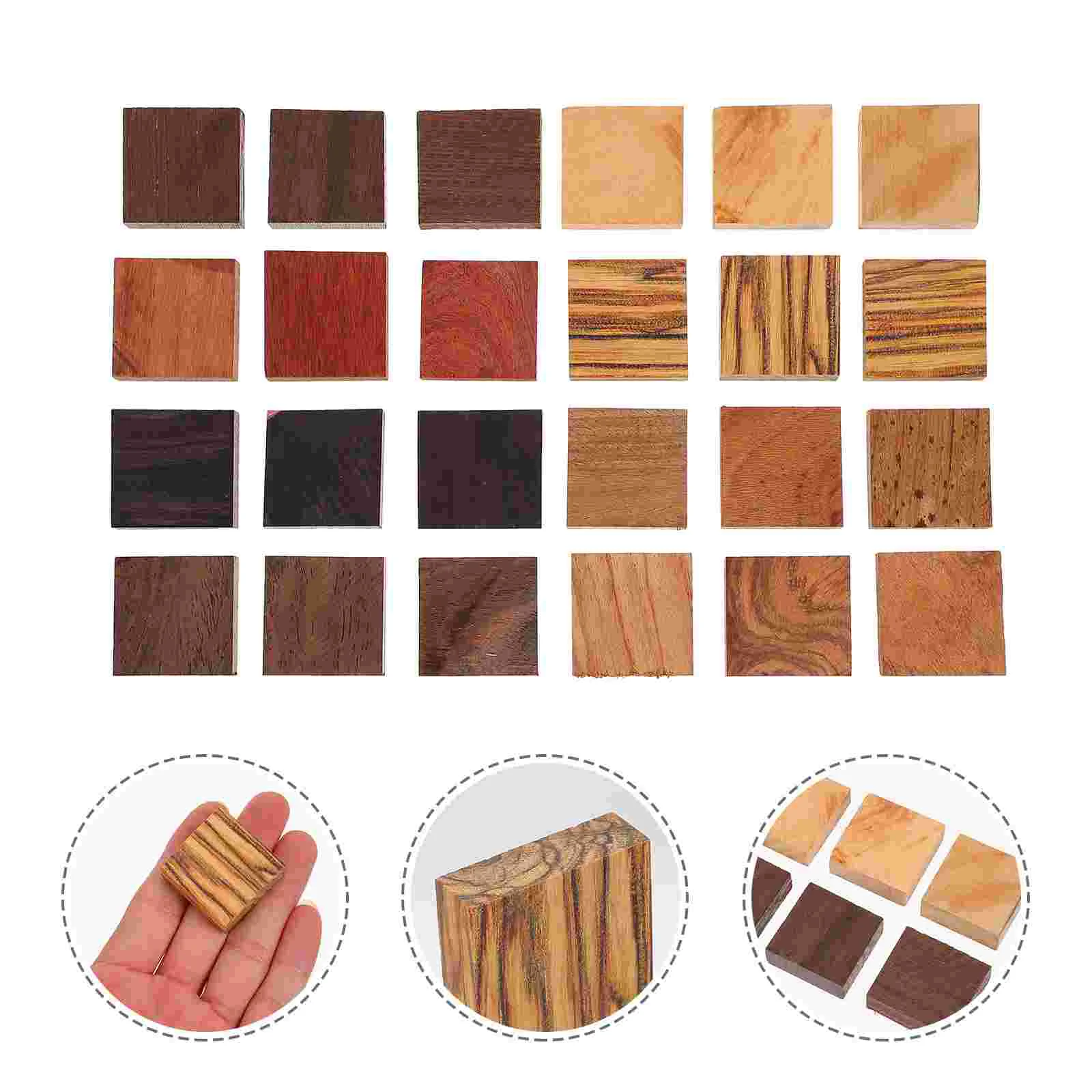 

24 Pcs Ring Wood DIY Material Jewelry Carving Blocks Keychain Rings Wooden Craft Plank Suite