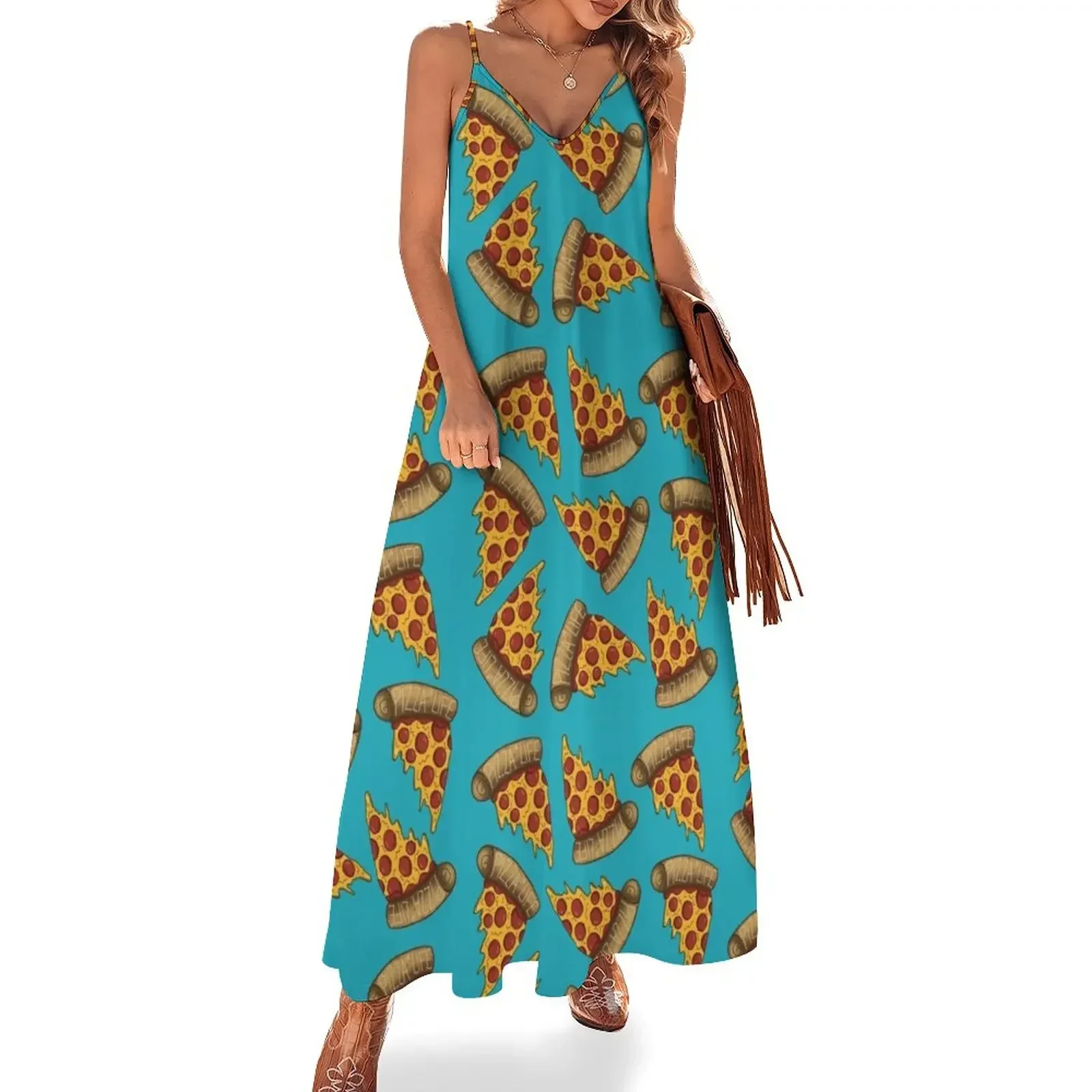 

Pizza is LIFE Sleeveless Dress women's summer jumpsuit Dress vintage women formal occasion dresses Dress