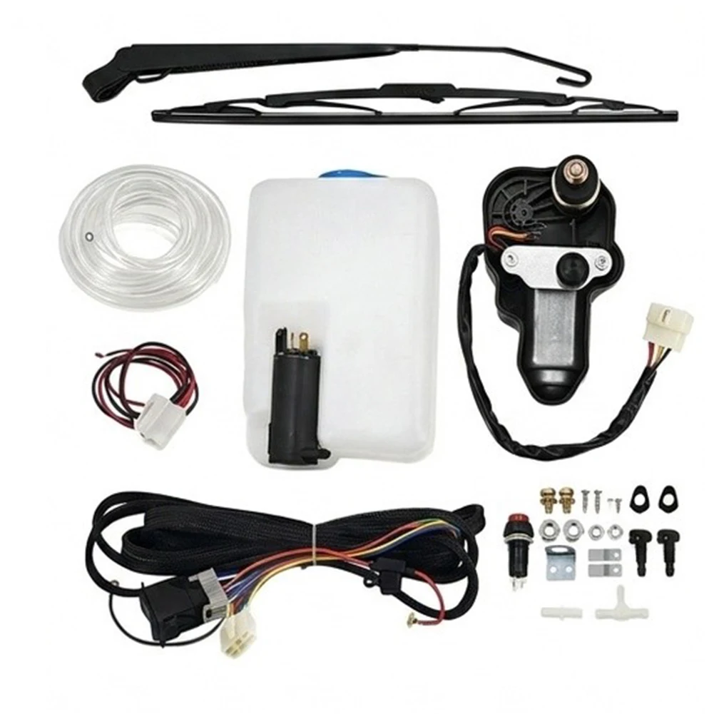 165° UTV Windshield Wiper Kit With Wiper 12V Motor 3-Position Switch For UTV Complete Installation Package 350mm 400mm Wiper