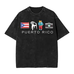 Puerto Rico DTMF Debi Tirar Mas Fotos Washed T Shirt Streetwear Hip Hop Vintage T-Shirts Bads Bunnys Tees Tops for Men Cotton