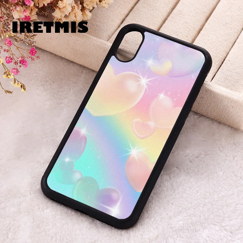 Iretmis Phone Cover Case For iPhone X XS Max XR 11 12 13 PRO MINI 14 15 16 Plus Rubber Silicone Heavenly Hearts