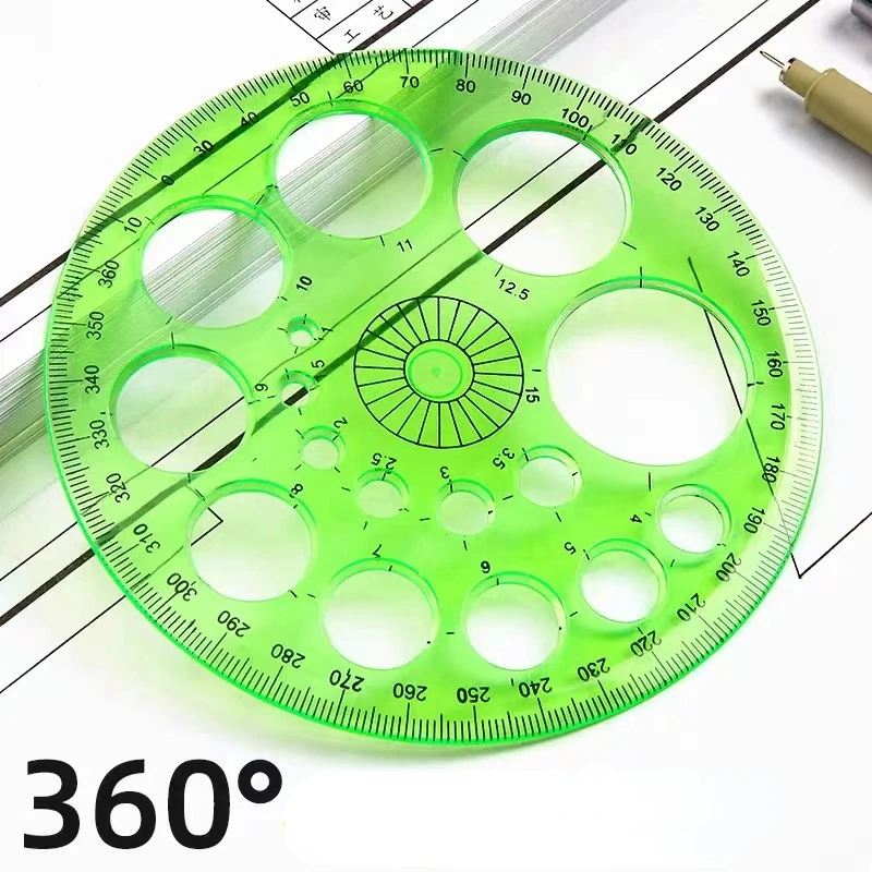 1pc 360 Degrees Round Ruler Transparent Template Circle Patchwork Foot Office School Drafting Painting Supplies Geometric Rulers