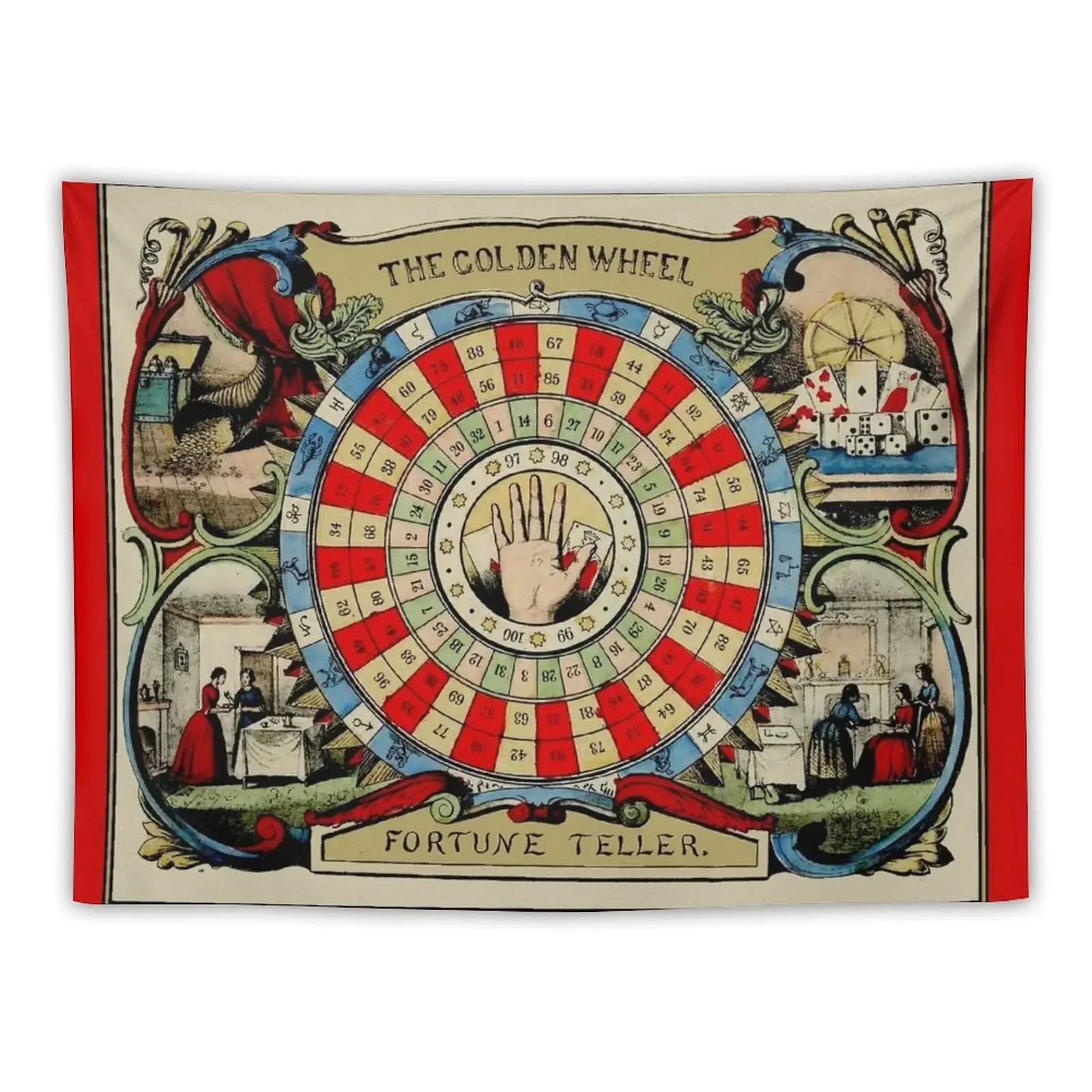 FORTUNE TELLER ; The GOLDEN wheel 12 Links Burning River Zen Tapestry Room Decorations Aesthetics For Bedroom Tapestry