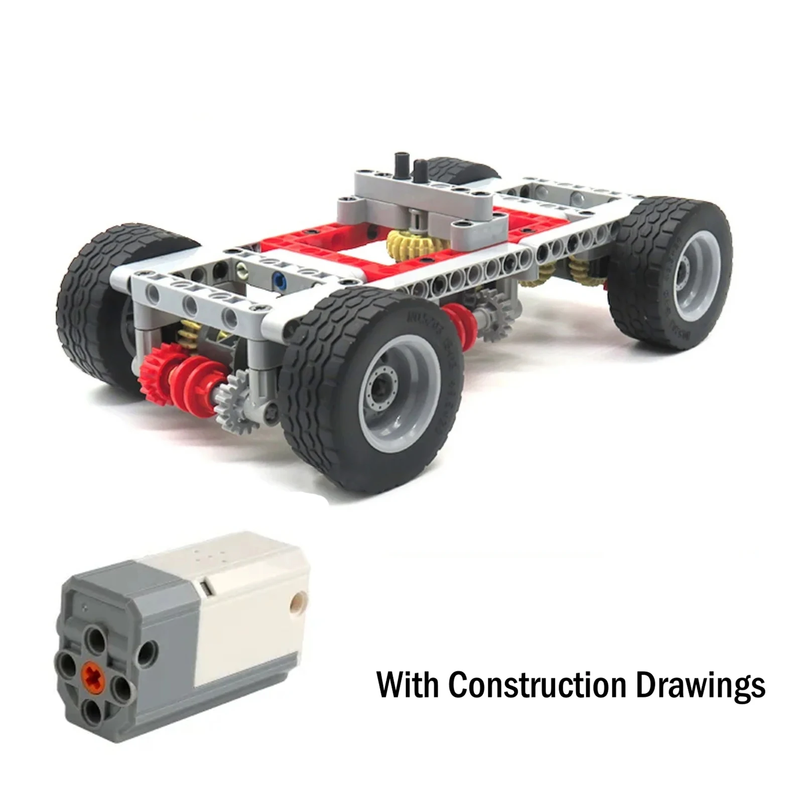 154PCS MOC Car Chassis Differentials Locks Blue-tooth Power Motor APP Control Rechargeable for Building Blocks Car Modification