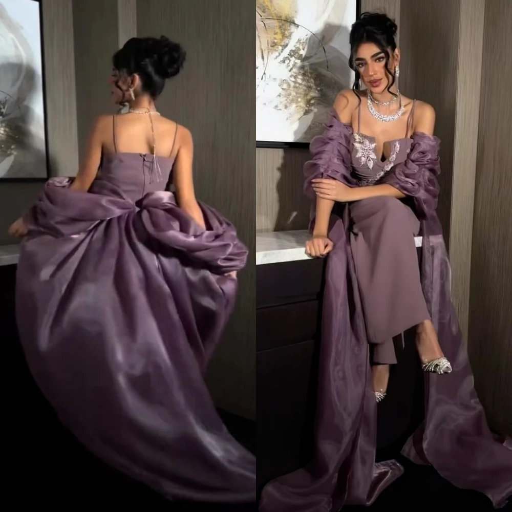 

Ball Mesprit Exquisite High Off-the-shoulder Sheath Evening Dresses Flower Beading Satin Halter Straps Custom Dress Saudi Arabia