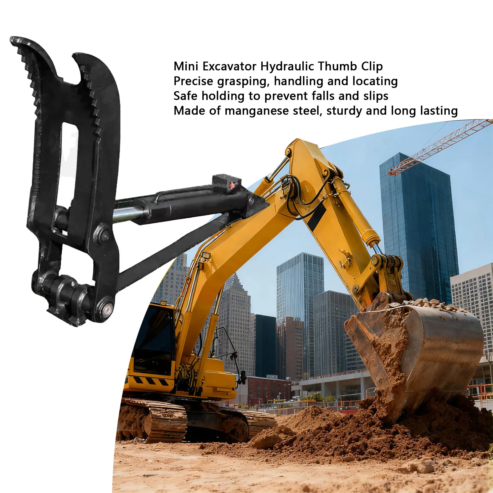Mini Excavator Hydraulic Thumb Clip Upper Mount Cylinder Heavy Duty Hydraulic Thumb Clamp for Efficient Material Handling