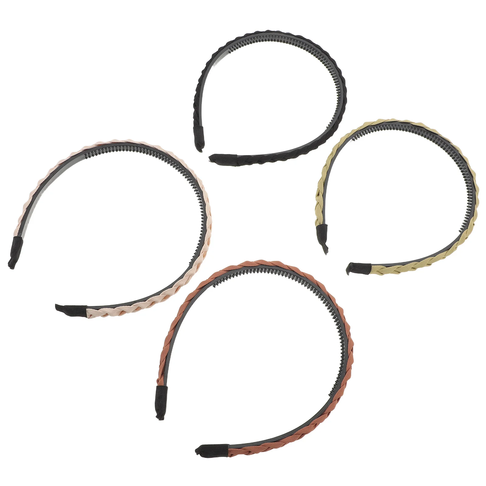 

4 шт., плетеные повязки для волос, нескользящие тонкие зубцы, дизайн для женщин и девочек, витые аксессуары для волос, мытье лица, использование для тренировок