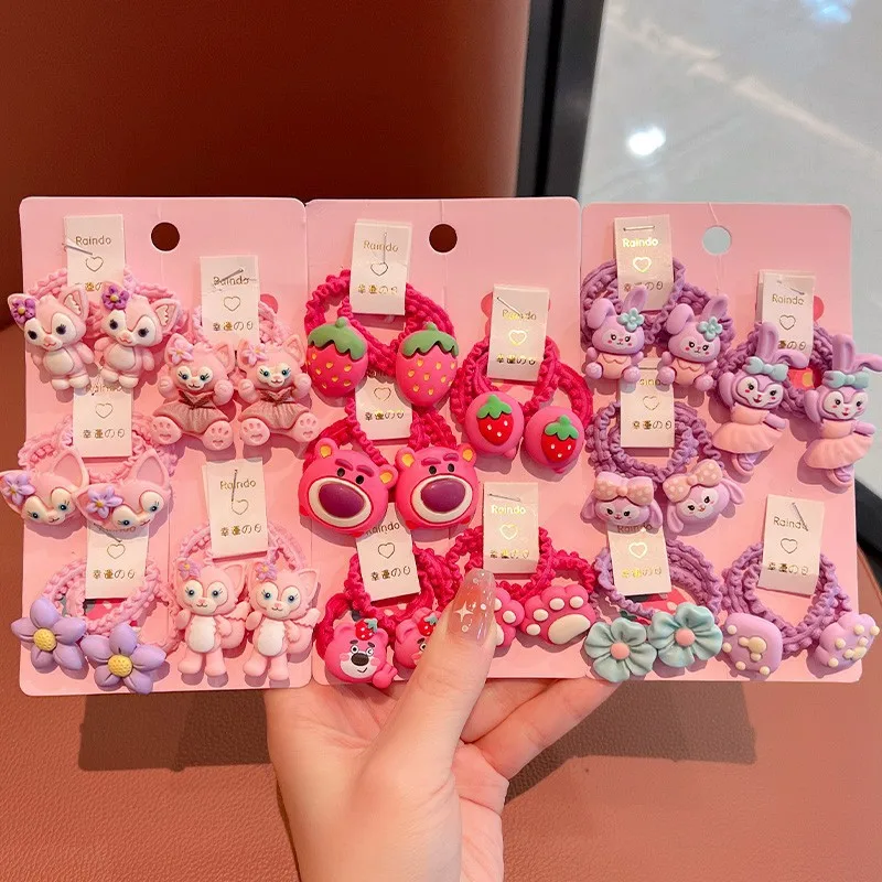 10Pcs Cute Disney StellaLou Lotso Hair Rope Cartoon Elastic Hair Rubber Band Girls Hair Accessories