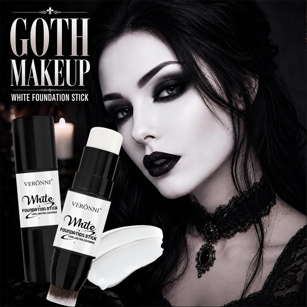 White Double Ended Face Makeup Stick, Long Lasting Foundation Stick for Special Effects Makeup, Joker, Witch, Halloween, Cosplay