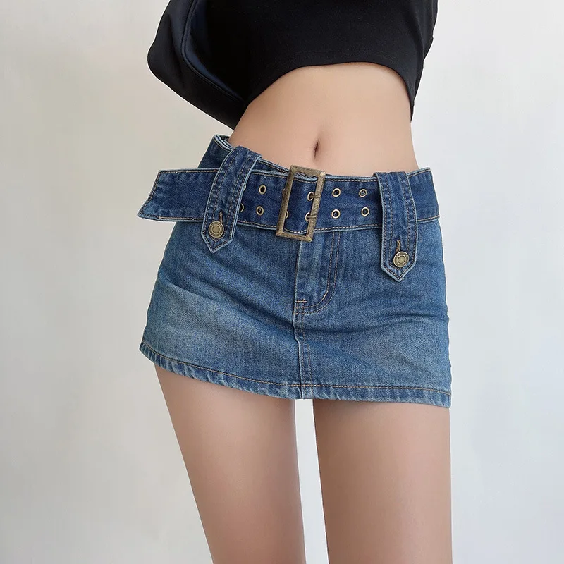

Bust Skirt Women's American Sexy High-waisted Denim Skirt Pants Spice Girl A-shaped Hip-wrapped Miniskirt