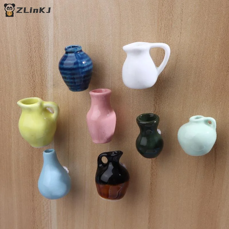 ▶1Pcs Creative 3D three-dimensional Home Decoration Magnet Dollhouse Miniature Ceramic Small Vase Model Refrigerator Sticker