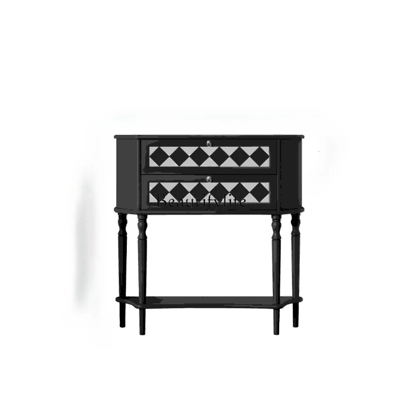 

American solid wood entrance hall cabinet, living room wall display corridor decorative cabinet