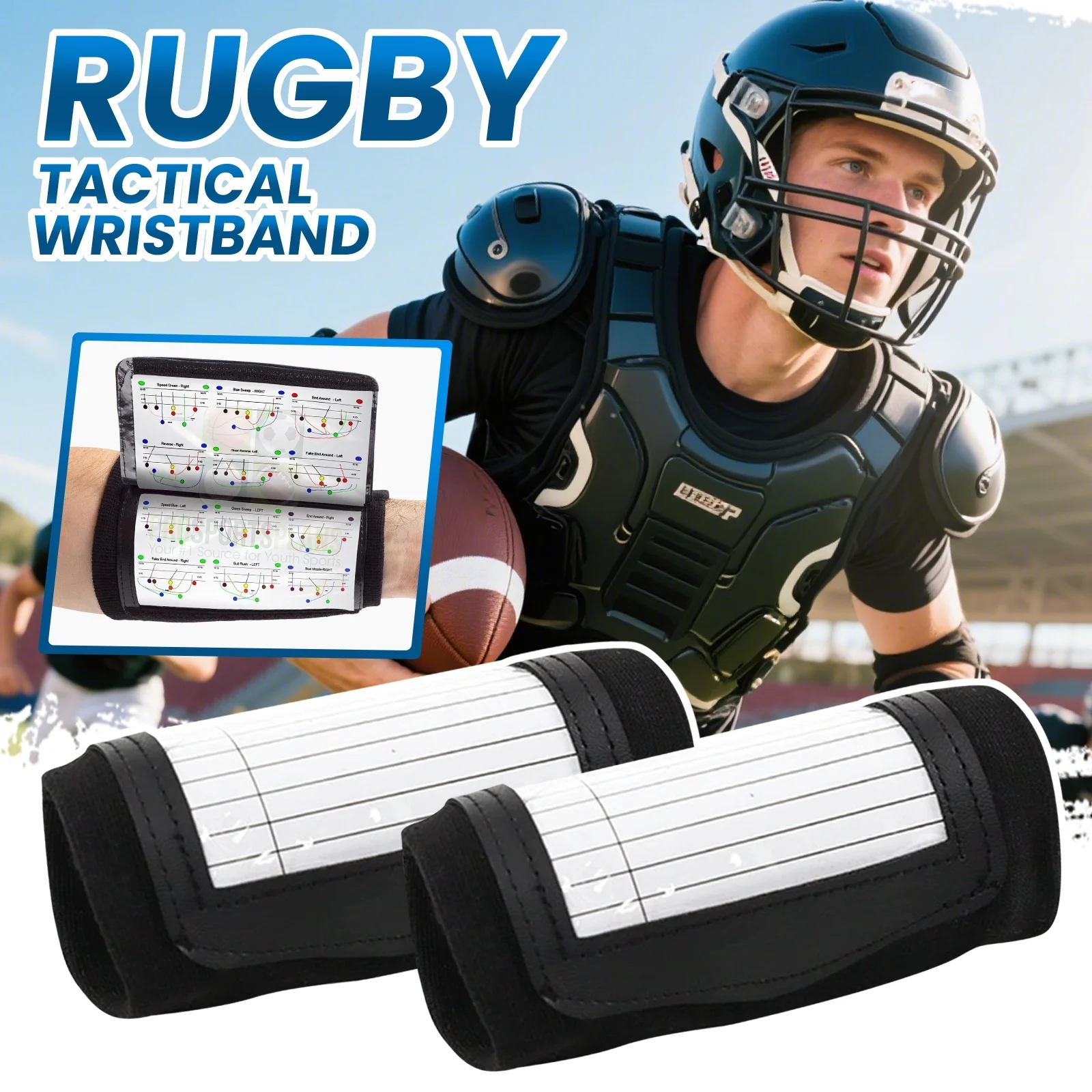 Football Wristbands With Playbook Play Wristbands Youth Quarterback Gear Wristband Playbook Softball Wristbands Rugby Accessorie view 6