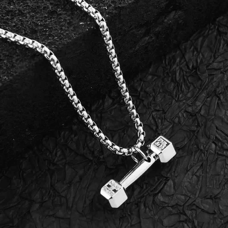 

Dumbbell necklace, fashionable and individual couple necklace, men's pendant scene pendant necklace