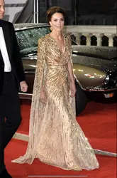 Dignified Elegant Gold Beaded Dress Duchess of Cambridge Replica Evening Gown Reception or Alternative Bridal Gown فساتين السهرة