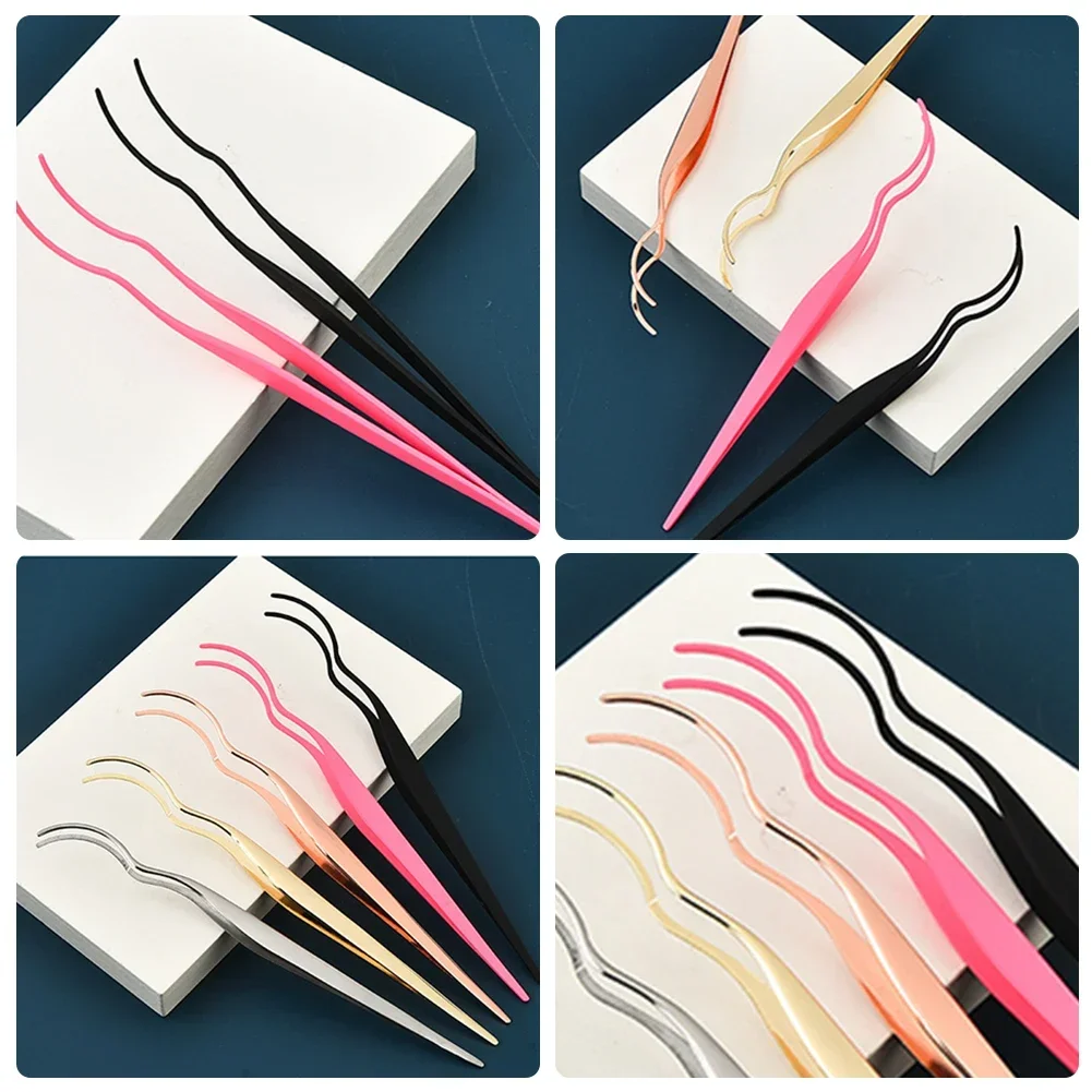 1pc pinças de cílios postiços aplicador de cílios postiços de aço inoxidável extensão de cílios modelador nipper clipe braçadeira ferramentas de maquiagem