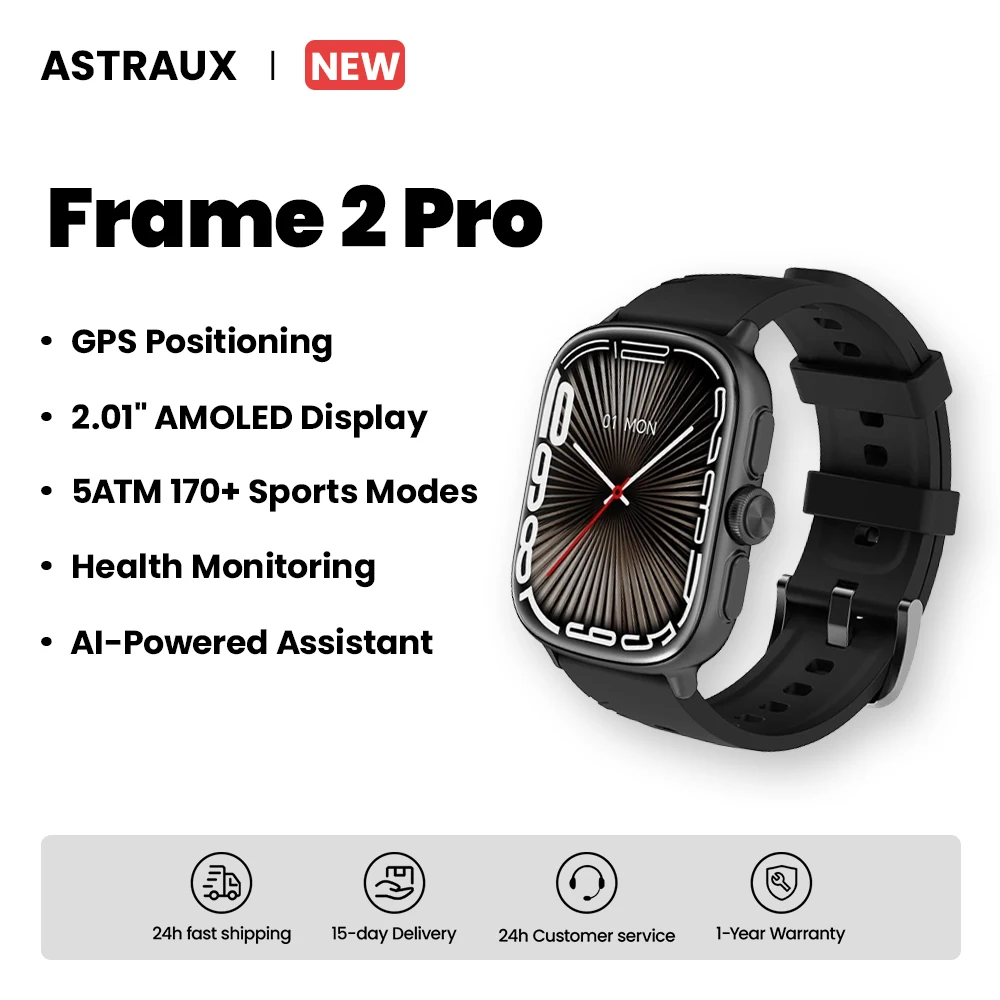 

ASTRAUX Frame 2 Pro Smart Watch 2.01 inches AMOLED Display AI-Powered Assistant GPS Positioning