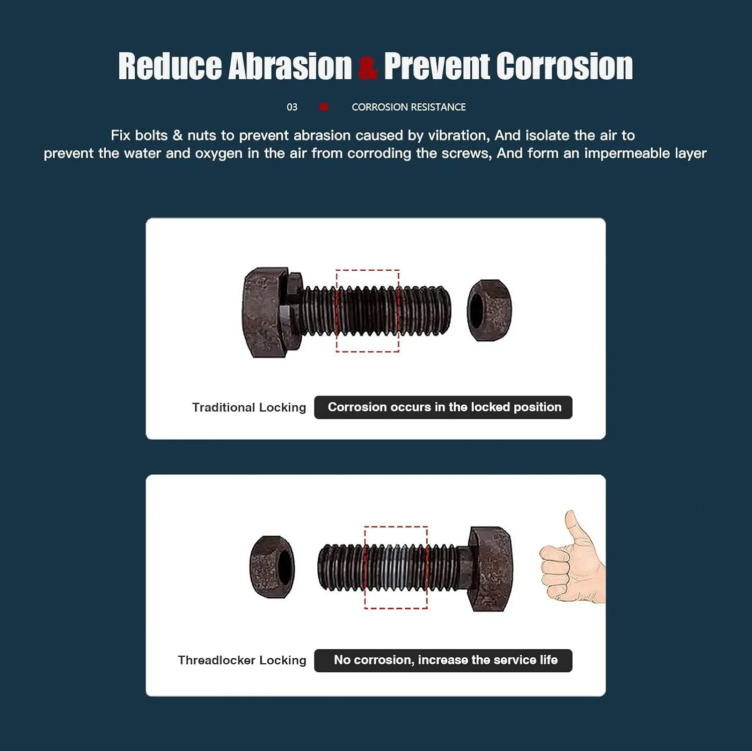 Thread Locker 243 Medium Strength Lock Tight Seal Fasteners 10ml Removable Thread Tightening Agent for Inert Metals Screw Agent