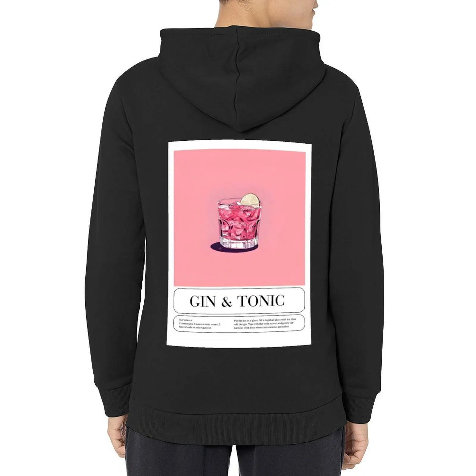 

Pink Gin & Tonic Cocktail Recipe Hoodie anime clothes japanese style korean style clothes clothes for men oversized hoodie