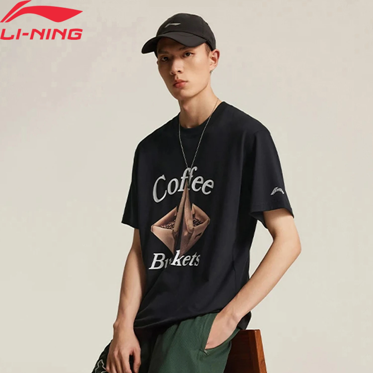 

Мужская баскетбольная футболка Li-Ning JIMMY BUTLER, 100% хлопок, свободная посадка, дышащая удобная подкладка, спортивные футболки для отдыха, AHSV405