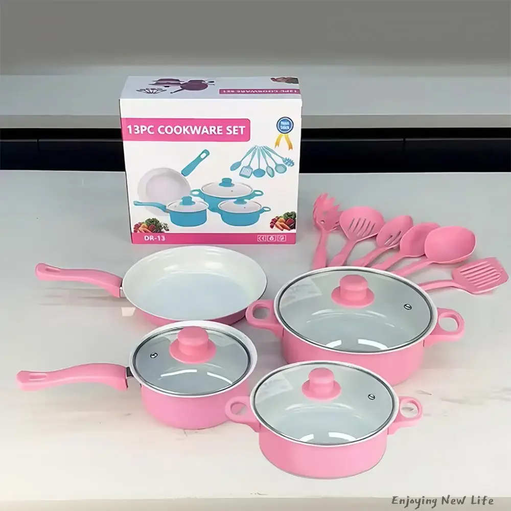 12-teiliges Antihaft-Kochgeschirr-Set, tiefe Bratpfanne mit Deckel, Milchtopf, Maifan-Stein-Bratpfanne, stapelbares Topf-Set für alle Kochfelder