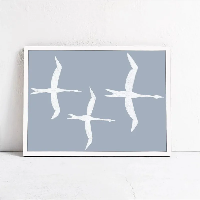 1pc frameless Canvas Painting Flock of Birds: Light Blue Wall Art, Large Print Wall Art. Modern Home Decor Home Decor Frameless