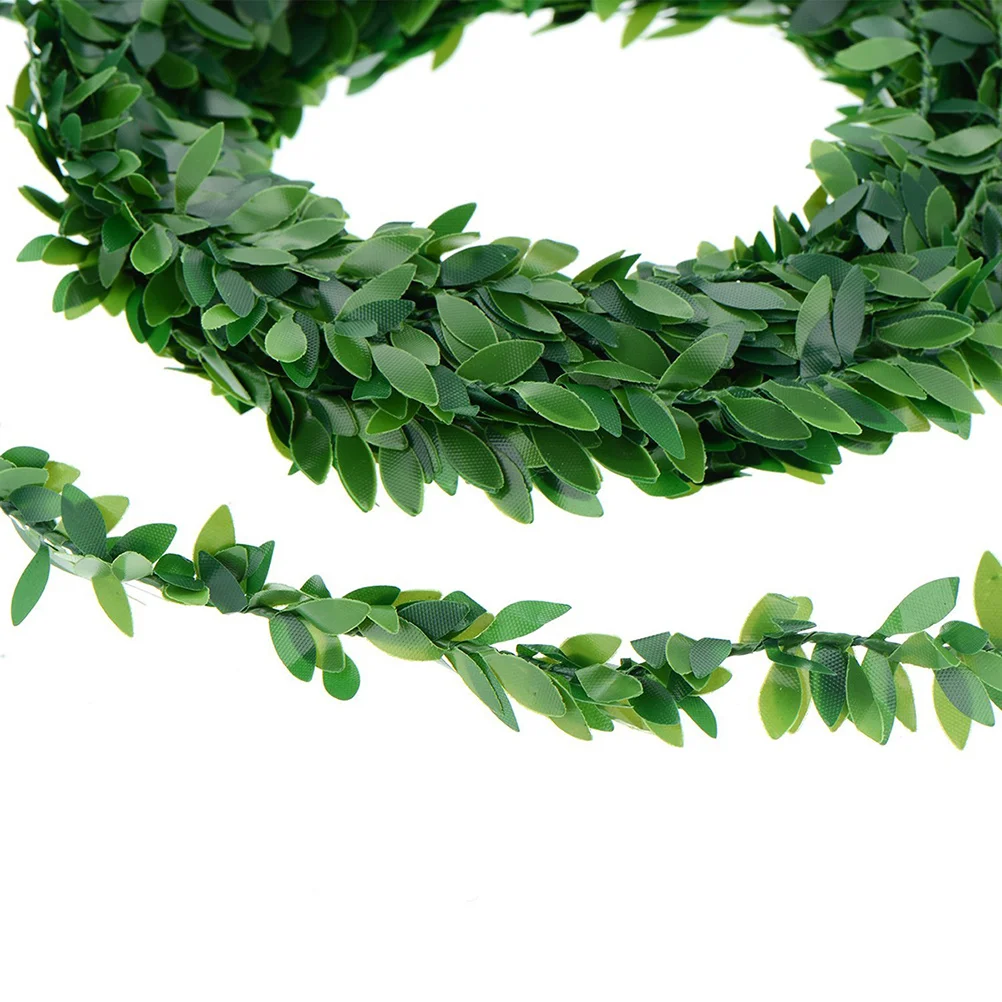 

4Pcs Green Leaves Artificial Rattan Wreath Garland for Party Christmas New Year Decoration Leaves Wreath